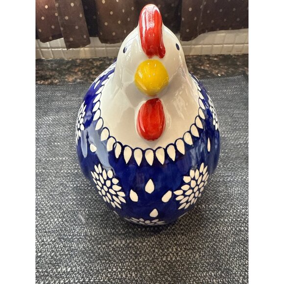 Ceramic Mikasa Chicken Decorations Set Of 2 Blue & White With Floral Pattern - Picture 4 of 11